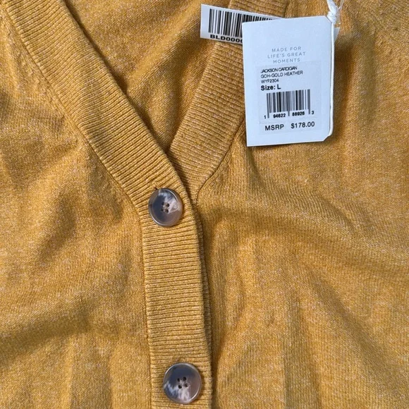 Faherty Jackson Cardigan, NWT, Large, Gold Heather - Picture 3 of 5